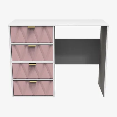 The Range Diamond Ready Assembled 4 Drawer Vanity - Kobe Pink & White / Smooth Matt