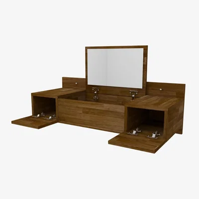 The Range Solid Pine Wood Handmade Vanity Dressing Table with Mirror Beryl - Walnut