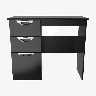 The Range Camden Ready Assembled Vanity Dressing Table - Black Gloss & Black