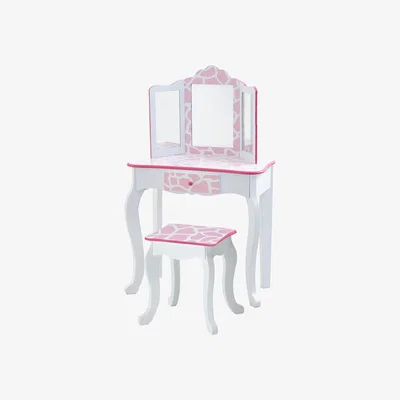 The Range 2 Piece Wooden Kids Vanity Set  - Pink / Giraffe