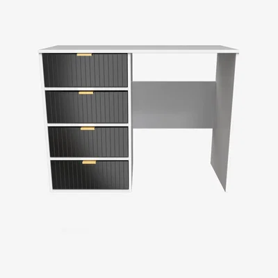 The Range Linear Ready Assembled 4 Drawer Vanity - Deep Black & White Matt