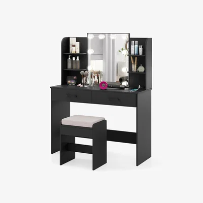 The Range Dressing Table Chair Set - Black