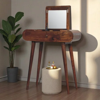 The Range Solid Wood Mini Round Chestnut Fold Vanity - Brown