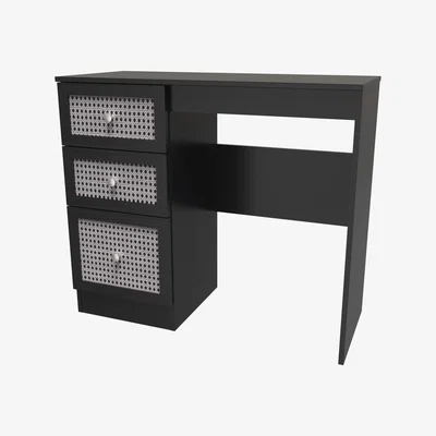 The Range Rattan Ready Assembled Vanity - Rattan & Smooth Black