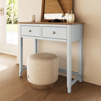 The Range FWStyle 2 Drawer Dressing Table Modern Bedroom Furniture Oak Top  - Linen