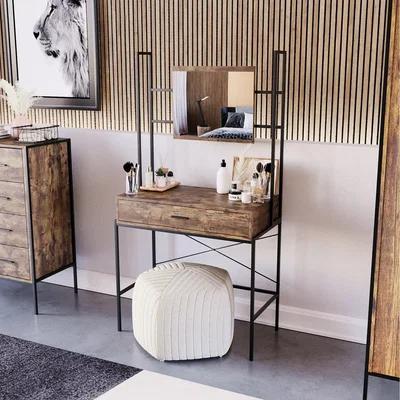 The Range Brooklyn 1 Drawer Dressing Table - Dark Wood