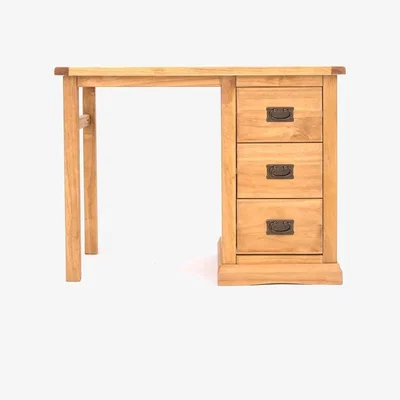 The Range Lucca 3 Drawer Dressing Table - Brown / Brass Drop