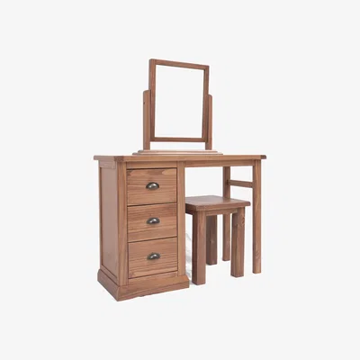 The Range Tirolo 3 Drawer Dressing Table Set - Brown / Brass Cup