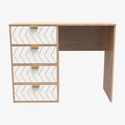 The Range Jigsaw Ready Assembled 4 Drawer Vanity - Jigsaw White & Bardolino Oak