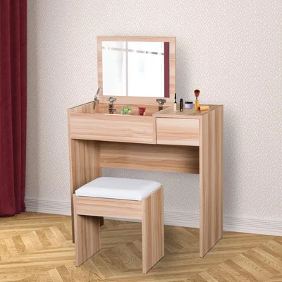 The Range Dressing Table Set With Mirror - Wood Grain