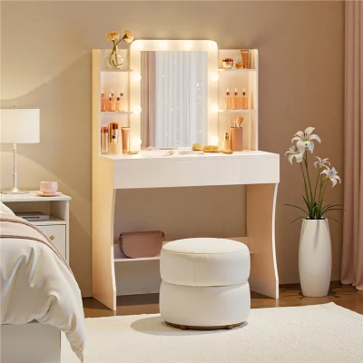 The Range Yaheetech Dressing Table Vanity Desk with Mirror and Lights - White