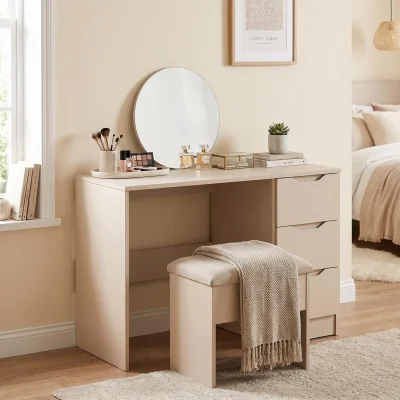The Range Luno 3 Drawer Dressing Table Vanity Desk Deep Handleless Drawers - Putty