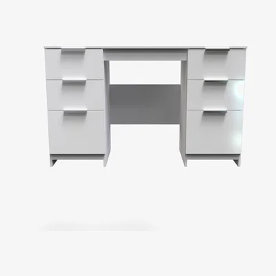 The Range Plymouth Ready Assembled Kneehole - White Gloss & White