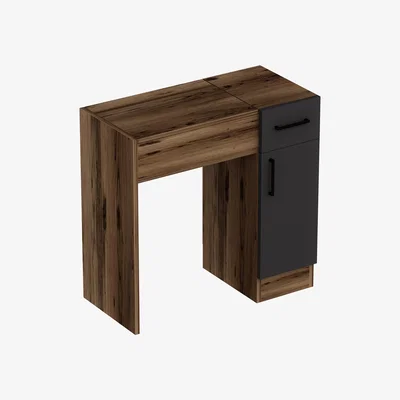 The Range Agnes Makeup Vanity Table with Mirror - Light Walnut & Anthracite / Metal Particle Board Plastic PVC
