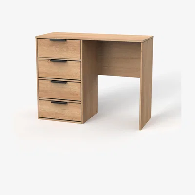 The Range Hong Kong Ready Assembled (Black Legs) 4 Drawer Vanity - Nebraska Oak