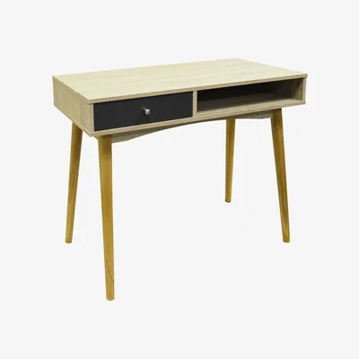 The Range One Drawer Office Computer Desk  Dressing Table - Oak  Grey - Brown
