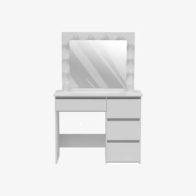 The Range Hollywood-Style Dressing Table with Illuminated Mirror and Storage - White