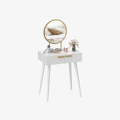 The Range HOMCOM Modern Dressing Table with Round Mirror - White / 60cm