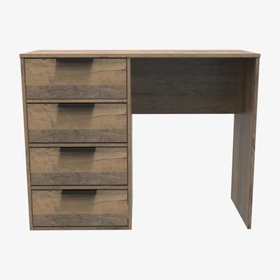The Range Hong Kong Ready Assembled (Black Sleigh Legs) 4 Drawer Vanity - Vintage Oak