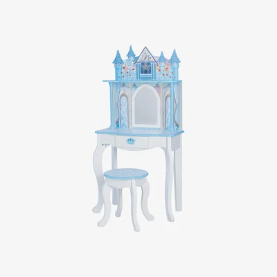 The Range 2 Piece Wooden Kids Vanity Set  - White / Blue and White Dreamland Castle