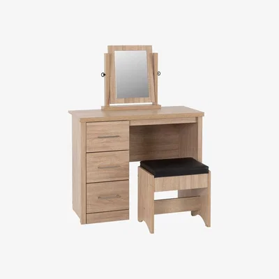 The Range Lisbon 3 Piece Dressing Table Set with Mirror - Light Oak