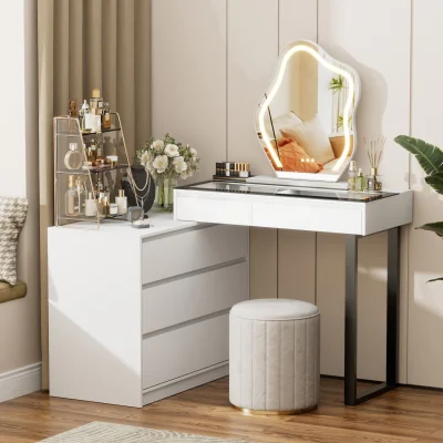 The Range BROTTAR Vanity Dressing Tables with LED Mirror, Vanity Table Makeup Desk - White