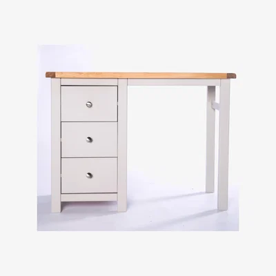 The Range Argenta 3 Drawer Dressing Table - Grey / Chrome / Knob