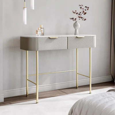 The Range Imogen Mocha Dressing Table - Mocha/Gold