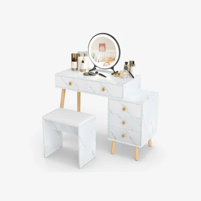 The Range Dressing Table with Padded Stool - White