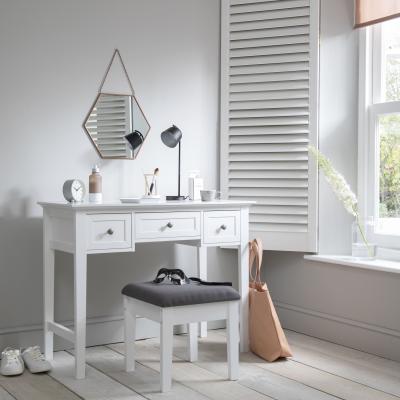 The Range Karlstad Dressing Table with Drawers and Stool - White