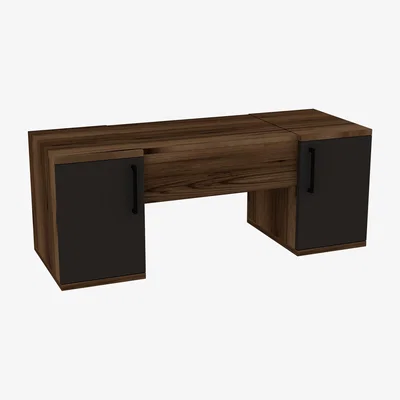 The Range Marie Wall Mounted Makeup Vanity Table with Mirror - Light Walnut - Anthracite
