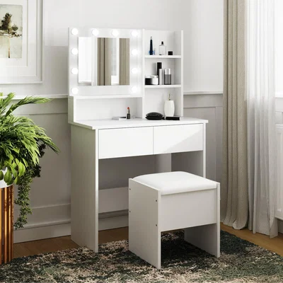 The Range Eva LED Dressing Table Set - White
