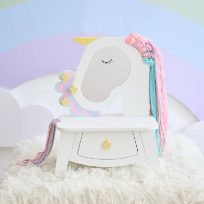 The Range Unicorn Vanity Set with Mirror, Drawer & Pretend Makeup - Multi