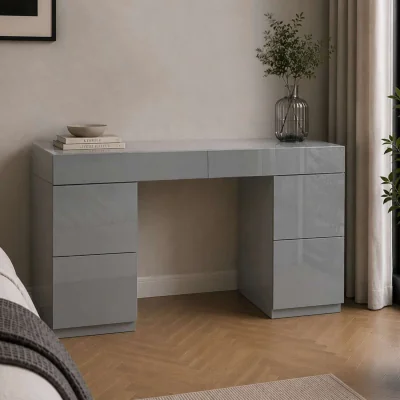 The Range Liberty  6 Drawer Dressing Table Twin Pedestal Grey Glass - Grey