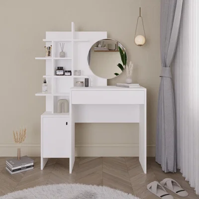 The Range Freyja Dressing Table - White/White / Melamine Particle Board