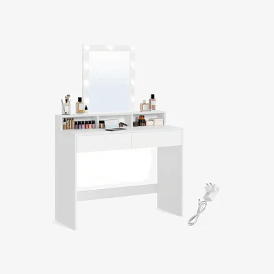 The Range VASAGLE Modern Dressing Table with LED Lights - White
