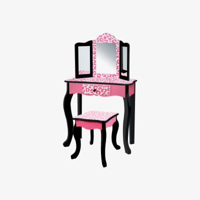 The Range 2 Piece Wooden Kids Vanity Set  - Pink / Leopard