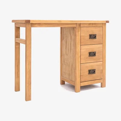 The Range Lugo 3 Drawer Dressing Table - Brown / Brass Drop