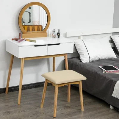 The Range Dressing Table and Stool Set with Drawers - Brown