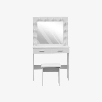 The Range Hollywood Dressing Table Set with Lighted Mirror and Stool - White