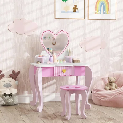 The Range AIYAPLAY Heart Theme Kids Dressing Table Set - Pink