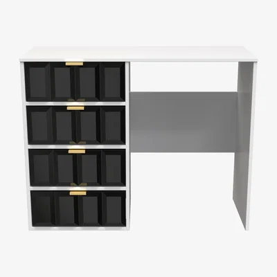 The Range Cube Ready Assembled 4 Drawer Vanity - Deep Black & White Matt / Smooth Matt