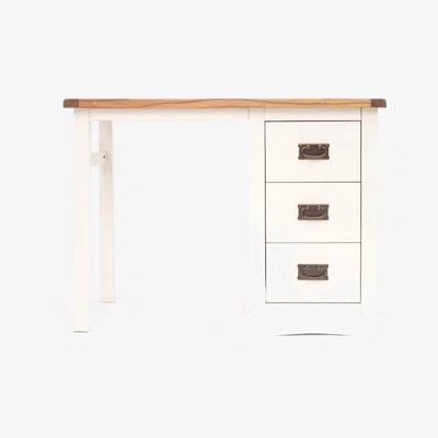 The Range Cosenza 3 Drawer Dressing Table - White / Brass Drop