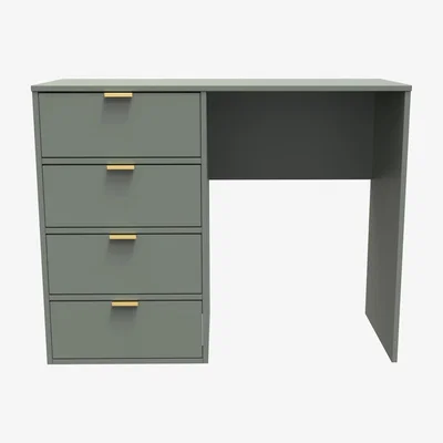 The Range Diego Ready Assembled (Gold Sleigh Legs) 4 Drawer Vanity - Reed Green