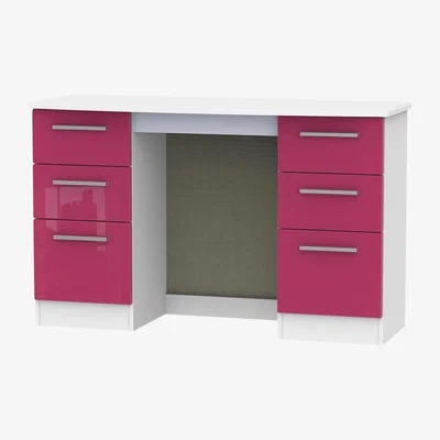 The Range Kensington Ready Assembled Kneehole Dressing Table - Pink and White