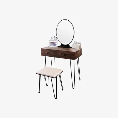 The Range Dripex Dressing Table with 3 Color Detachable LED Mirror - Rustic Brown