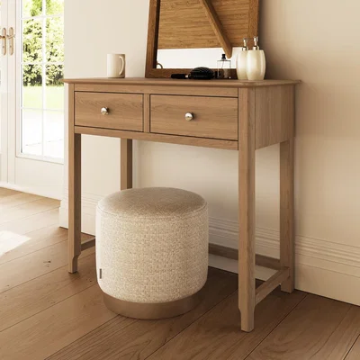 The Range 2 Drawer Solid Oak Dressing Table Desk Bedroom Furniture - Natural Oak