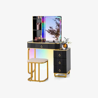 The Range LED Vanity Set Dimmable Makeup Table - Black