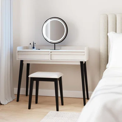 The Range Phoebe Dressing Table with LED Mirror and Stool - Natural