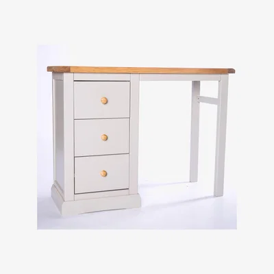 The Range Loreo 3 Drawer Dressing Table - Grey / Wood Knob